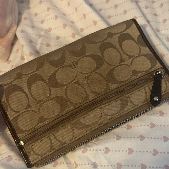 Coach Tan and Brown Signature Wristlet - Picture 2 of 3